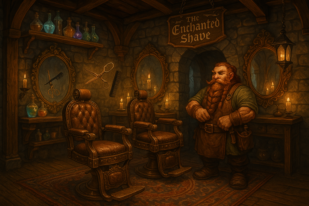 dungeons and dragons style barber shop