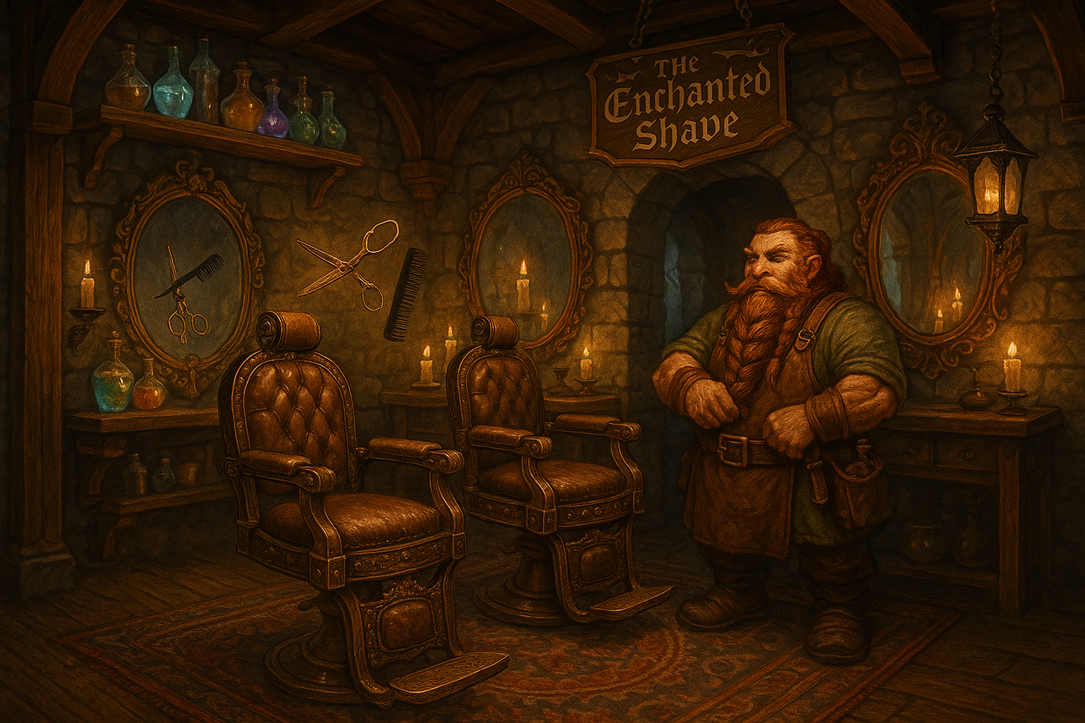 dungeons and dragons style barber shop