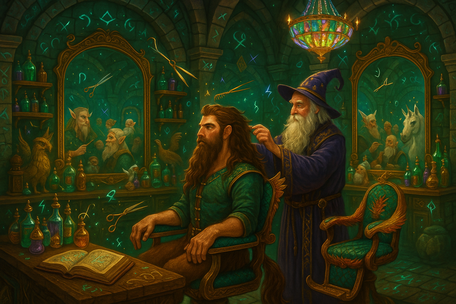 fantasy and mytholigical barber shop