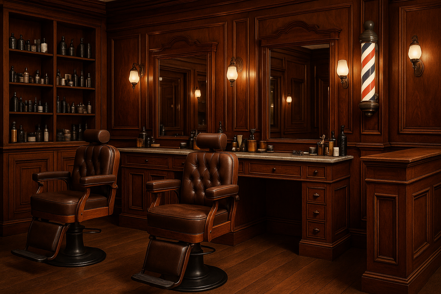 mahogany teakwood barber shop