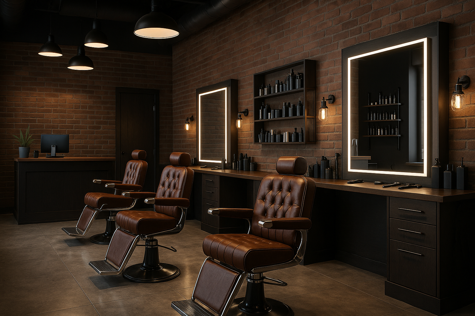 show images of a modern gentlemans barber shop